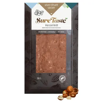 Mjölkchoklad med hackade hasselnötter 90g Sure Taste.