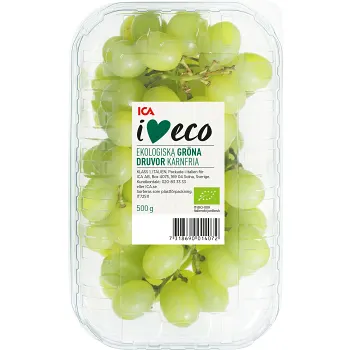 Druva Thompson gröna kärnfria seedless 500g Klass 1 ICA I love eco.