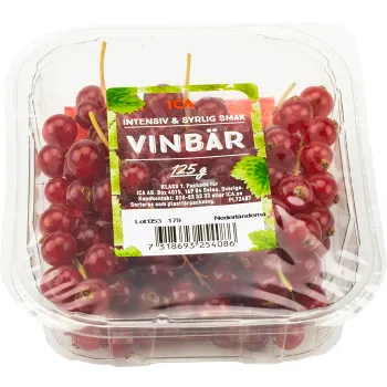 Röda vinbär 125g Klass 1 ICA.