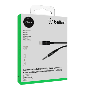 Lightningkabel 3,5mm Svart Belkin.