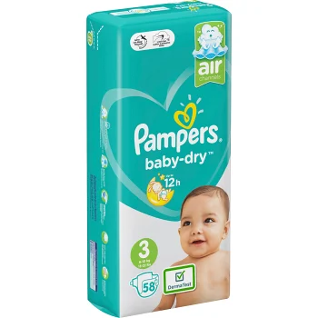 Blöjor Baby dry Strl 3 6-10kg 58-p Pampers.