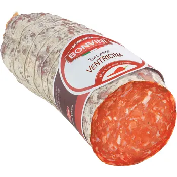 Salami Ventricina Piccante i skivor ca 10g Bonvini.