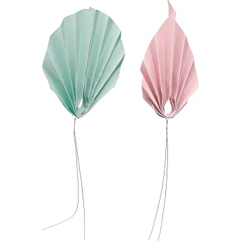 Pappersfjäder 5 cm rosa grön 6p.