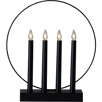 Elljusstake Glossy Svart 4 ljus Star Trading.