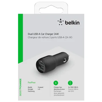 Billaddare USB 2x12W Svart Belkin.