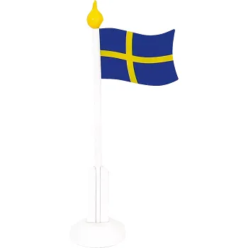 Svensk flagga med fot.