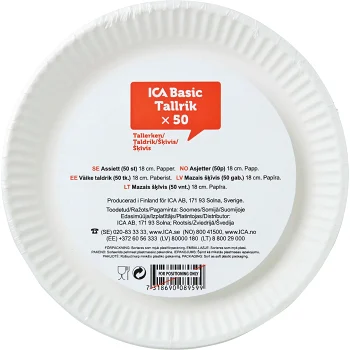 Assiett Vit 18cm 50-p ICA Basic.