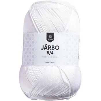 Virkgarn 8/4 Vit 200g Järbo.