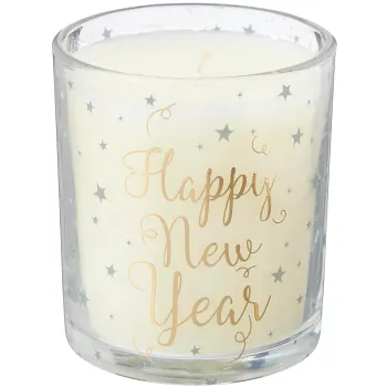 Happy New Year fylld ljuslykta.