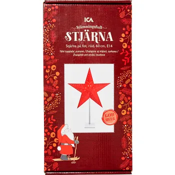 Stjärna Jenny på fot Röd 60cm ICA.