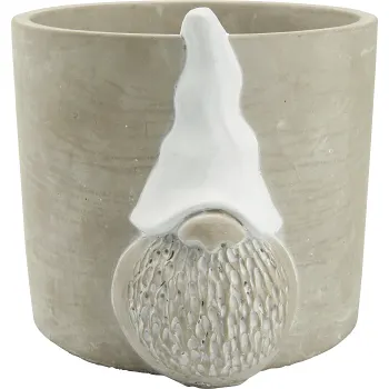 Kruka Jul med tomte vit.