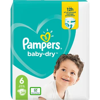 Blöjor BabyDry S6 13-18kg 39p ValuePack Pampers.