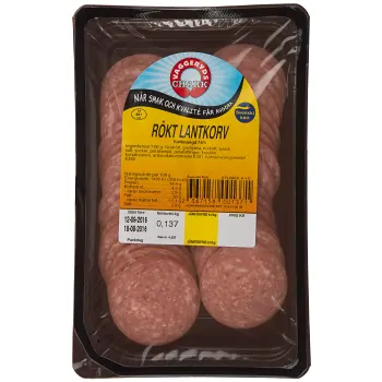 Rökt Lantkorv skivad ca 150g Vaggeryds Chark.