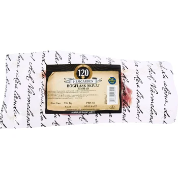 Bogfläsk skivat rimmad ca 320g Hemgården.