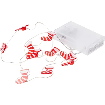 Trådslinga Strumpa 15LED Röd/vit ICA.