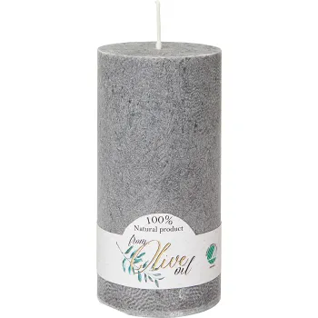 Blockljus Olivolja grå 6x12cm ICA.