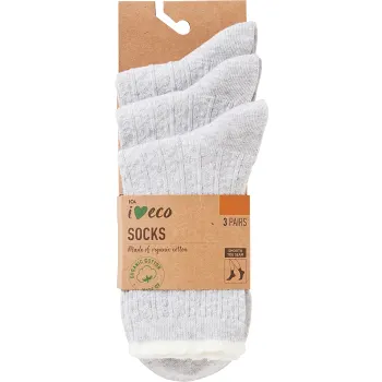 Strumpa 3p kabel grå 36/38 ICA I love eco.