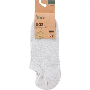 Strumpa 3p hidden gråmelange 44/47 ICA I love eco.