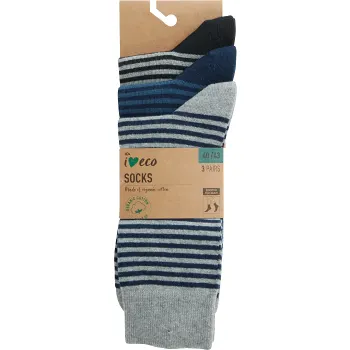 Strumpa 3p ränder 44/47 ICA I love eco.
