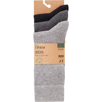 Strumpa 3p grå-svart mix m. halkskydd 40/43 ICA I love eco.