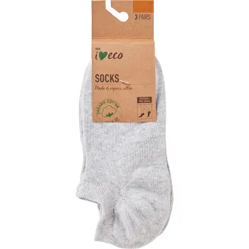 Strumpa 3p hidden grå 36/38 ICA I love eco.