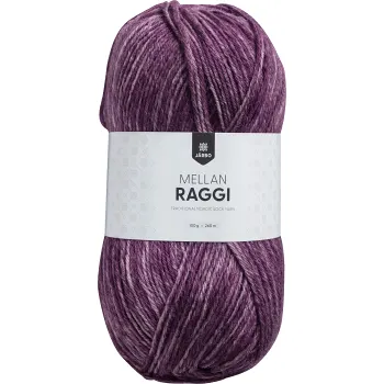 Garn mellanraggi plommon/lila 100g Järbo.