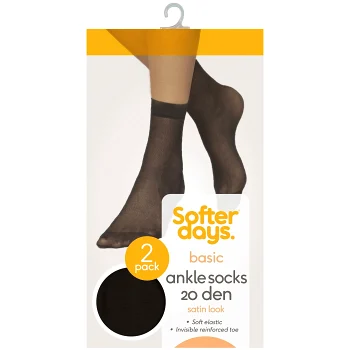 Ankelstrumpa 20den 36-41 2p svart Softer Days.