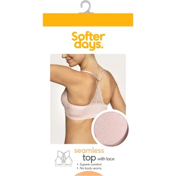 Topp seamless spets S/M 1p puderrosa Softer Days.