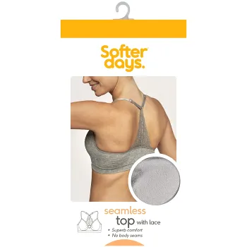 Topp seamless spets S/M 1p ljusgrå Softer Days.