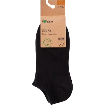 Strumpa 3p hidden svart 39/41 ICA I love eco.