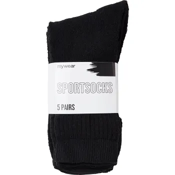 Sportsocka 5p svart 41/45 mywear.