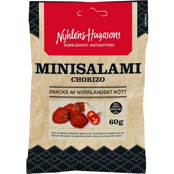 Minisalami Chorizo 60g Nyhléns Hugosons.