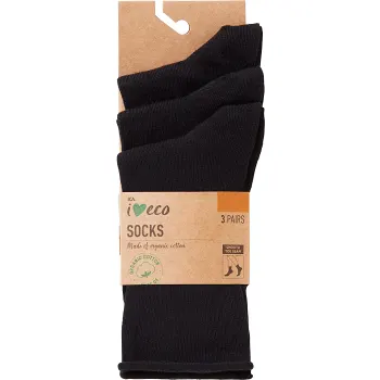 Strumpa 3p lös resår svart 39/41 ICA I love eco.