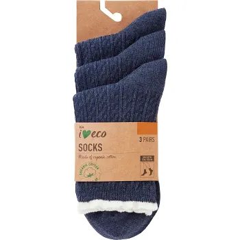 Strumpa 3p kabel blå 39/41 ICA I love eco.