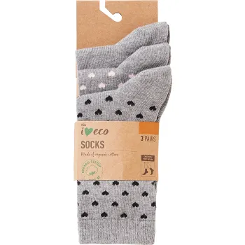 Strumpa Eko Hjärta Gråmelange stl 39-41 3-p ICA I love eco.