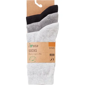 Strumpa Eko Grå-svart mix anti-halkskydd stl 39-41 3-p ICA I love eco.