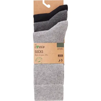 Strumpa 3p grå-svart mix m. halkskydd 44/47 ICA I love eco.