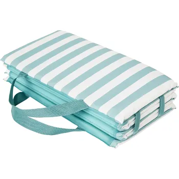 Strandmadrass randig turkos/vit.