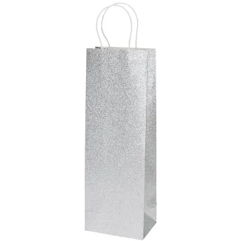 Flaskpåse Glitter silver 12x36 cm.