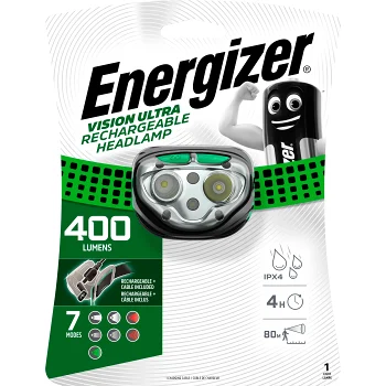 Pannlampa Vision Ultra 400lm Uppladdningsbar Energizer.