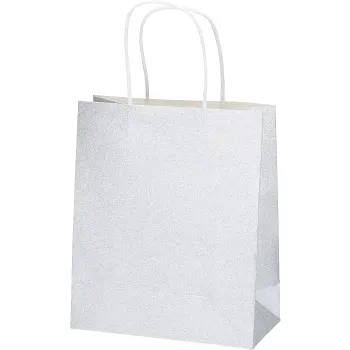 Presentpåse Glitter silver 19x22 cm.