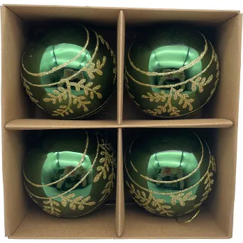 Glaskula 8 cm grön dekor ICA.