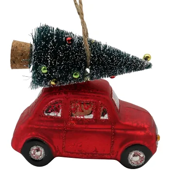 Julhänge röd bil gran ICA.