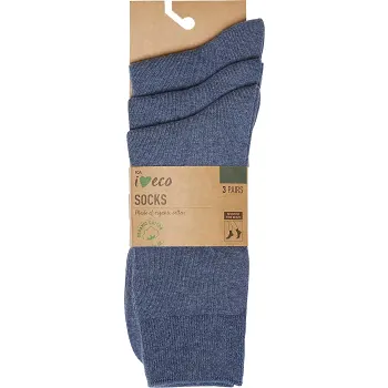 Strumpa 3p blå 40/43 ICA I love eco.