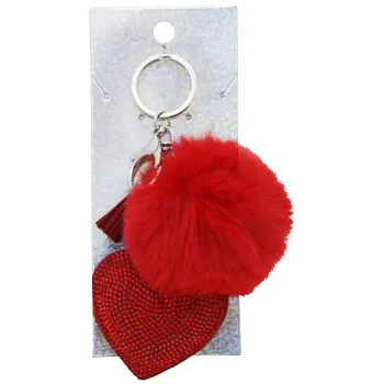 Nyckelring m hjärta och boll Röd.