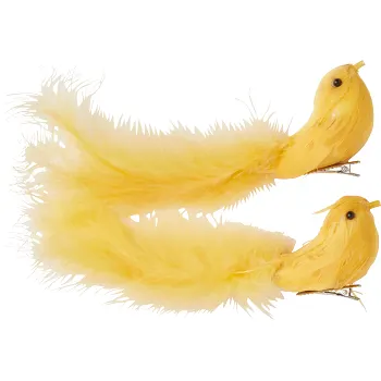 Fågel med fjäder, gul 2-p.
