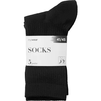 Sportsocka ribb 5p svart 41/45 mywear.