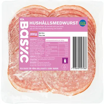 Hushållsmedwurst 300g ICA Basic.