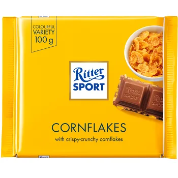 Choklad Cornflakes 100g Ritter Sport.