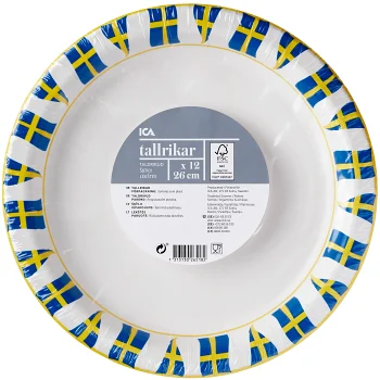 Tallrik Svenska flaggan 26cm 12-p ICA.